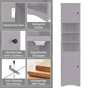 Dreieckiger Badezimmerschrank mit verstellbaren Ablageböden, 37 x 24,5 x 170 cm - YB - N877P296997E - 12 - yorbiy.com