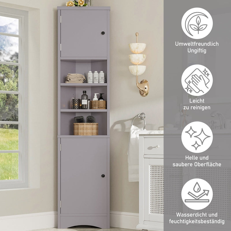 Dreieckiger Badezimmerschrank mit verstellbaren Ablageböden, 37 x 24,5 x 170 cm - YB - N877P296997E - 14 - yorbiy.com