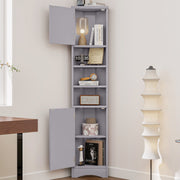 Dreieckiger Badezimmerschrank mit verstellbaren Ablageböden, 37 x 24,5 x 170 cm - YB - N877P296997E - 16 - yorbiy.com