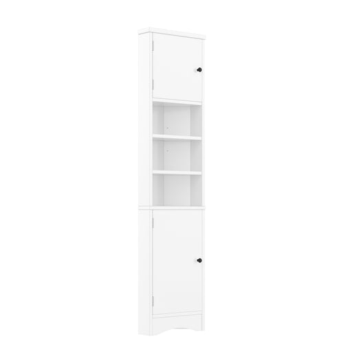 Dreieckiger Badezimmerschrank mit verstellbaren Ablageböden, 37 x 24,5 x 170 cm - YB - N877P296997K - 1 - yorbiy.com