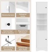 Dreieckiger Badezimmerschrank mit verstellbaren Ablageböden, 37 x 24,5 x 170 cm - YB - N877P296997K - 4 - yorbiy.com