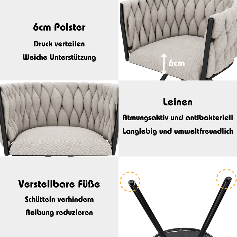 Leinen - Esszimmerstuhl, 360 - Grad drehbar, 2er Set / 4er Set / 6er Set - YB - N634P198449E - 4 - yorbiy.com
