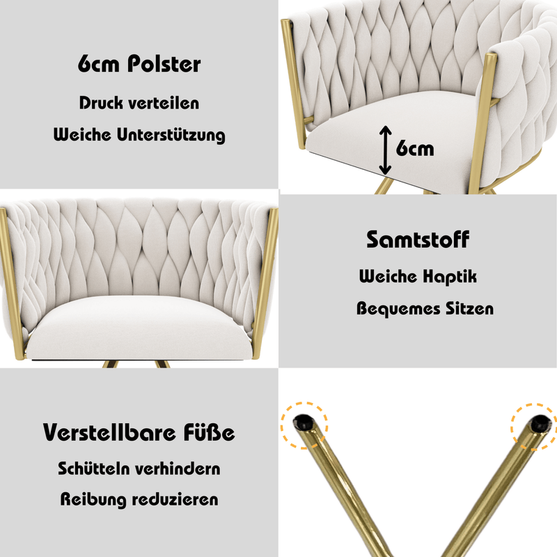 Samt - Esszimmerstuhl, 360 - Grad drehbar, 2er Set / 4er Set / 6er Set - YB - N634P215344B - 24 - yorbiy.com