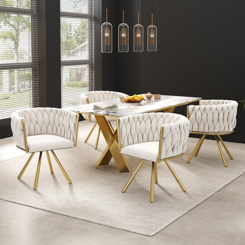 Samt - Esszimmerstuhl, 360 - Grad drehbar, 2er Set / 4er Set / 6er Set - YB - N634P215344B - 25 - yorbiy.com