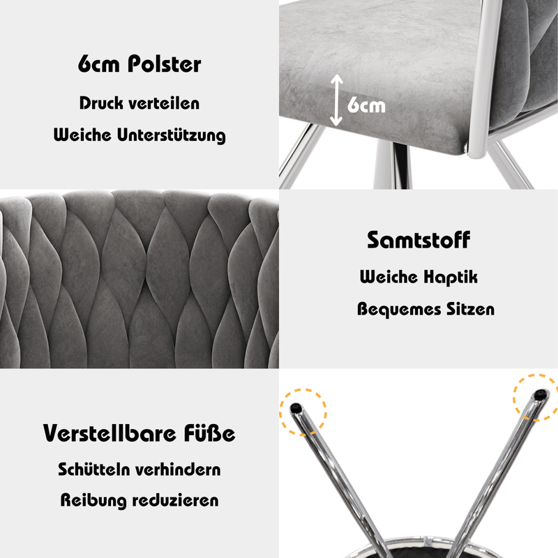 Esszimmerstuhl 360 - Grad drehbar, 2er / 4er / 6er Set - YB - N634P205010G - 4 - 16 - yorbiy.com