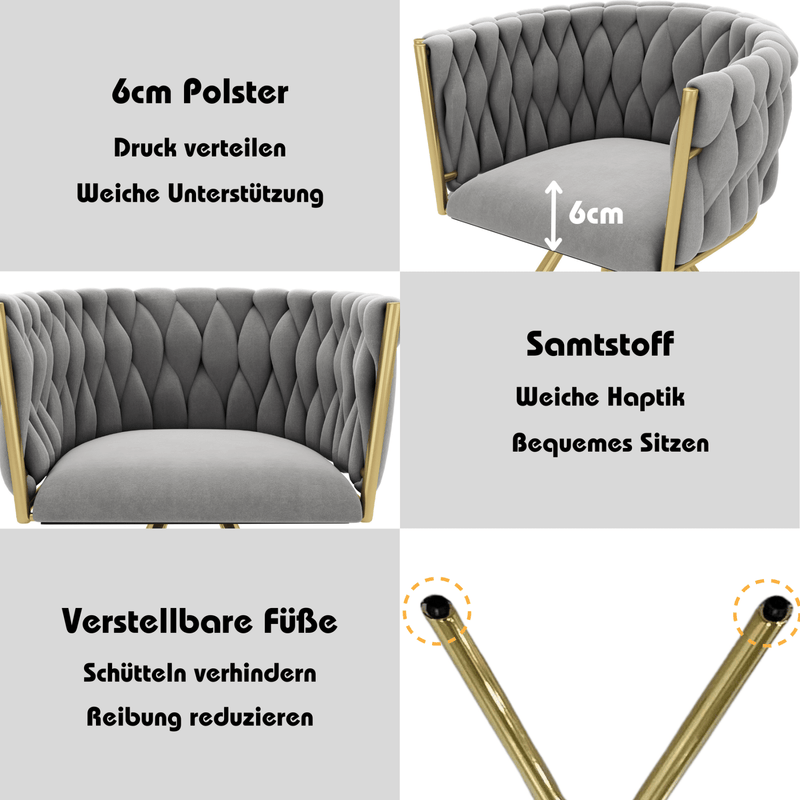 Samt - Esszimmerstuhl, 360 - Grad drehbar, 2er Set / 4er Set / 6er Set - YB - N634P215344G - 33 - yorbiy.com