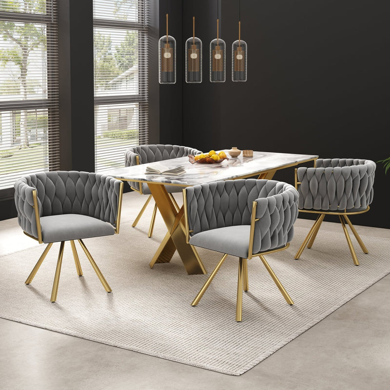 Esszimmerstuhl 360 - Grad drehbar, 2er / 4er / 6er Set - YB - N634P215344G - 35 - yorbiy.com