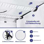 Yorbay Fotobox 52 x 52 x 52 cm mit dimmbarer LED - F208 - 3 - yorbiy.com
