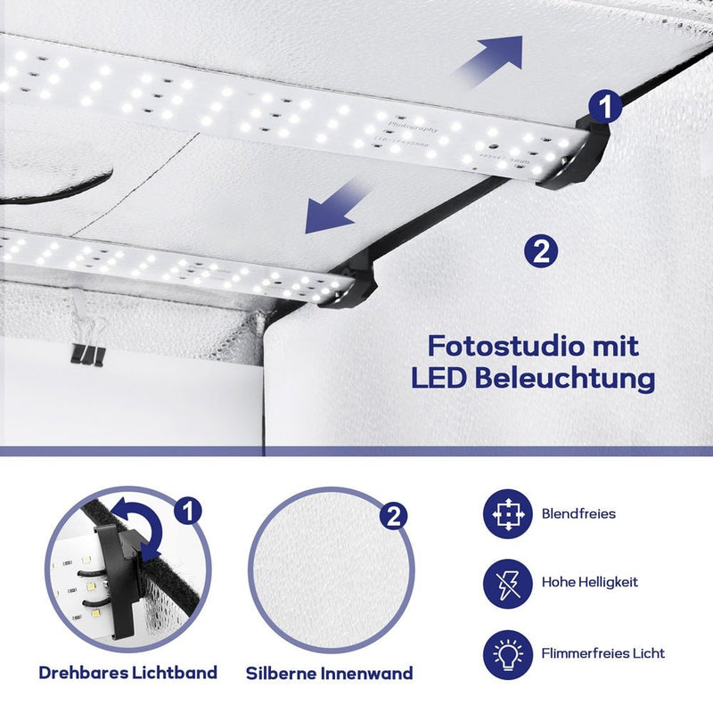 Yorbay Fotobox 52 x 52 x 52 cm mit dimmbarer LED - F208 - 3 - yorbiy.com