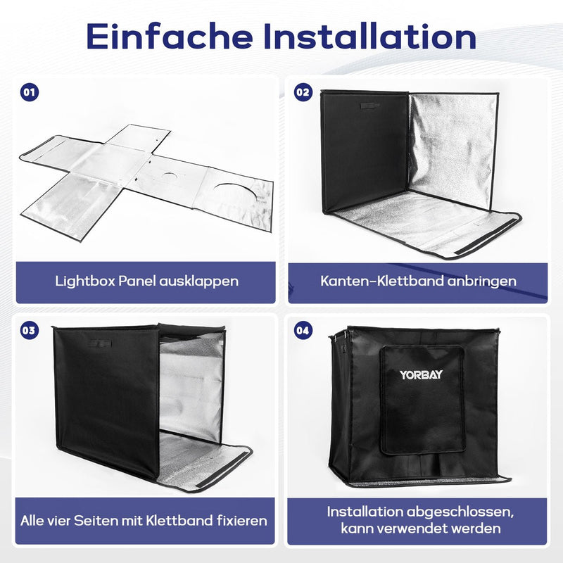 Yorbay Fotobox 52 x 52 x 52 cm mit dimmbarer LED - F208 - 8 - yorbiy.com