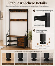 Yorbay Garderobe mit Sitzbank, 17 Haken, Schuhregal & 2 Schubladen - YS029-T111 - 9 - yorbiy.com