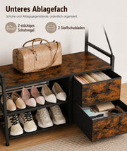 Yorbay Garderobe mit Sitzbank, 17 Haken, Schuhregal & 2 Schubladen - YS029-T111 - 10 - yorbiy.com