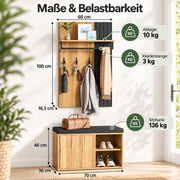 Yorbay Garderoben Set mit Sitzbank für den Flur - YW025-D095 - 3 - yorbiy.com