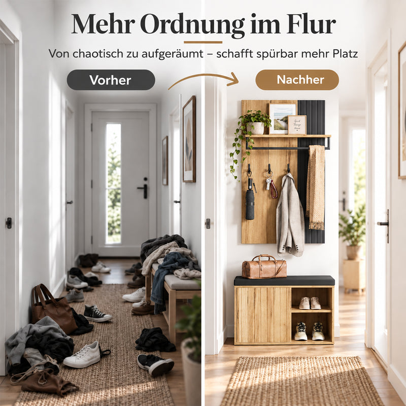 Yorbay Garderoben Set mit Sitzbank für den Flur - YW025-D095 - 9 - yorbiy.com