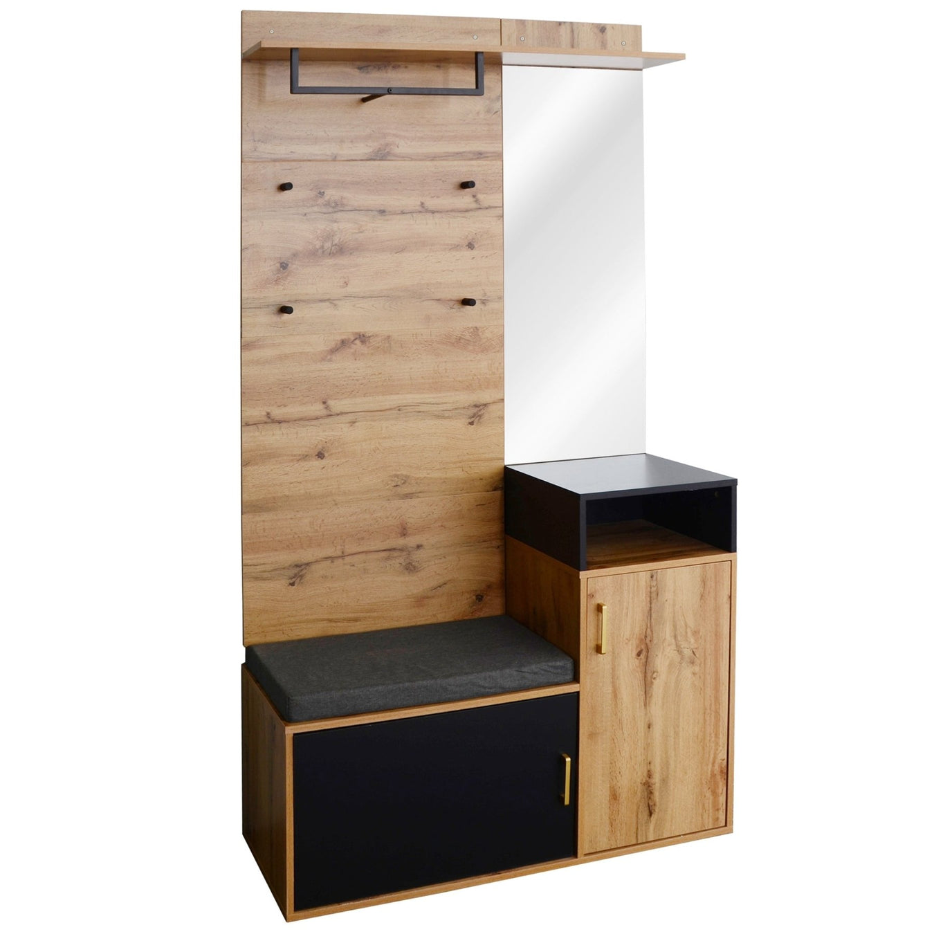 Garderoben - Set mit Spiegel, Schuhbank und Kleiderstange - YB - WF304067068SAA - 1 - yorbiy.com