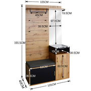 Garderoben - Set mit Spiegel, Schuhbank und Kleiderstange - YB - WF304067068SAA - 3 - yorbiy.com