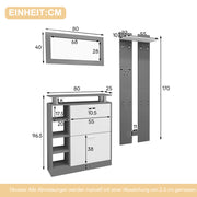 4 - teiliges Garderoben - Set mit Spiegel, Schuhschrank & Wandpaneelen - YB - PD170652653Z - 2 - yorbiy.com