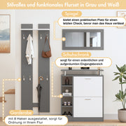 4 - teiliges Garderoben - Set mit Spiegel, Schuhschrank & Wandpaneelen - YB - PD170652653Z - 3 - yorbiy.com
