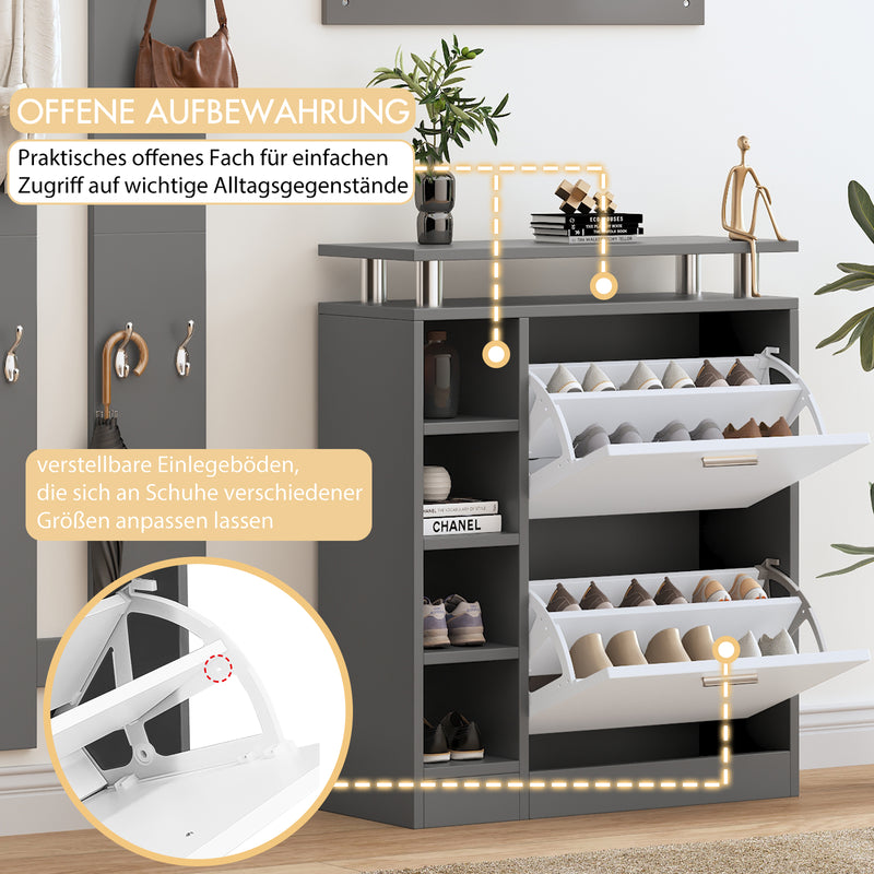 4 - teiliges Garderoben - Set mit Spiegel, Schuhschrank & Wandpaneelen - YB - PD170652653Z - 4 - yorbiy.com