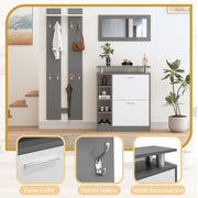 4 - teiliges Garderoben - Set mit Spiegel, Schuhschrank & Wandpaneelen - YB - PD170652653Z - 5 - yorbiy.com