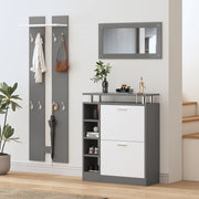 4 - teiliges Garderoben - Set mit Spiegel, Schuhschrank & Wandpaneelen - YB - PD170652653Z - 6 - yorbiy.com