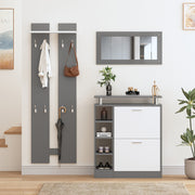 4 - teiliges Garderoben - Set mit Spiegel, Schuhschrank & Wandpaneelen - YB - PD170652653Z - 8 - yorbiy.com