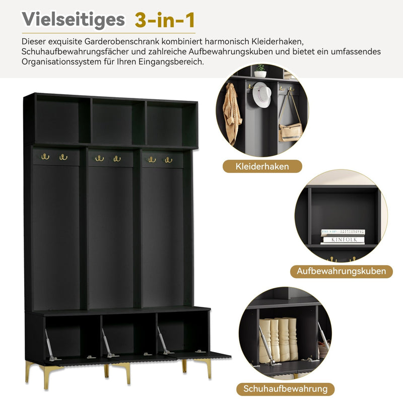 Garderoben - Set mit Bank, Haken & Stauraum - YB - N657P23810910S - 5 - yorbiy.com