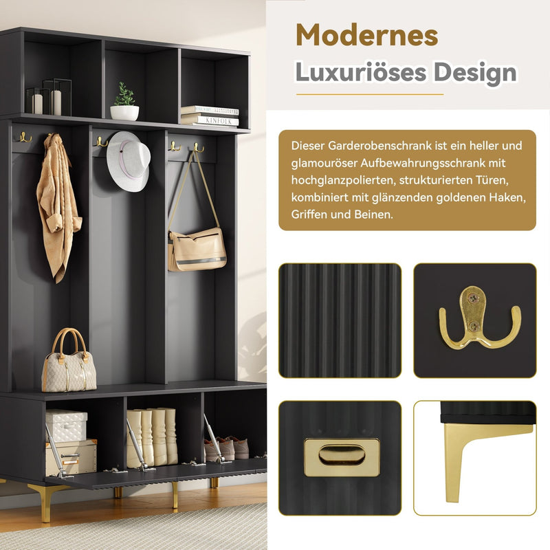 Garderoben - Set mit Bank, Haken & Stauraum - YB - N657P23810910S - 6 - yorbiy.com
