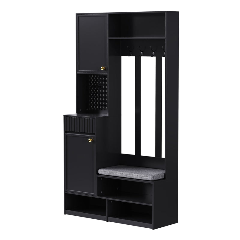 Garderoben - Set mit Sitzbank, Schubladen, Kleiderhaken und Lochwand - YB - N657P29427071S - 12 - yorbiy.com