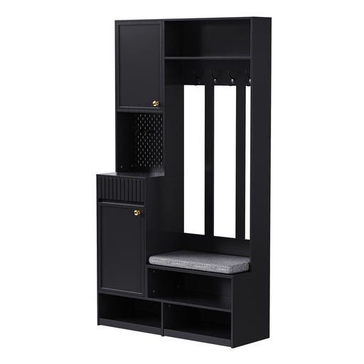 Garderoben - Set mit Sitzbank, Schubladen, Kleiderhaken und Lochwand - YB - N657P29427071S - 12 - yorbiy.com