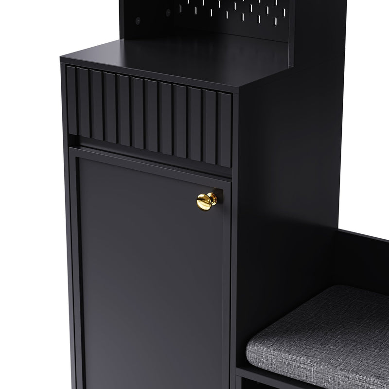Garderoben - Set mit Sitzbank, Schubladen, Kleiderhaken und Lochwand - YB - N657P29427071S - 16 - yorbiy.com