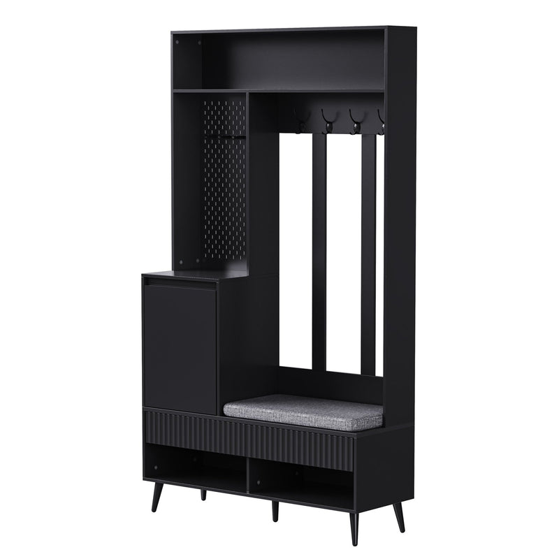 Garderoben - Set mit Sitzbank, Schubladen und 4 Kleiderhaken - YB - N657P29427273W - 11 - yorbiy.com