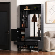 Garderoben - Set mit Sitzbank, Schubladen und 4 Kleiderhaken - YB - N657P29427273W - 12 - yorbiy.com