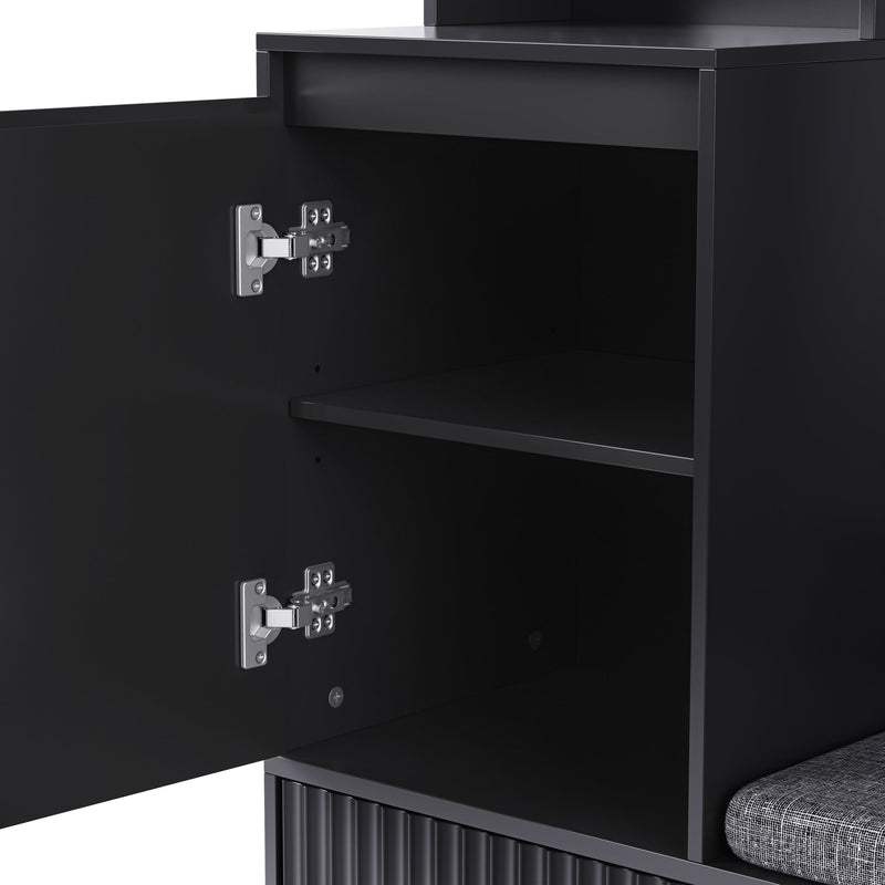 Garderoben - Set mit Sitzbank, Schubladen und 4 Kleiderhaken - YB - N657P29427273W - 15 - yorbiy.com