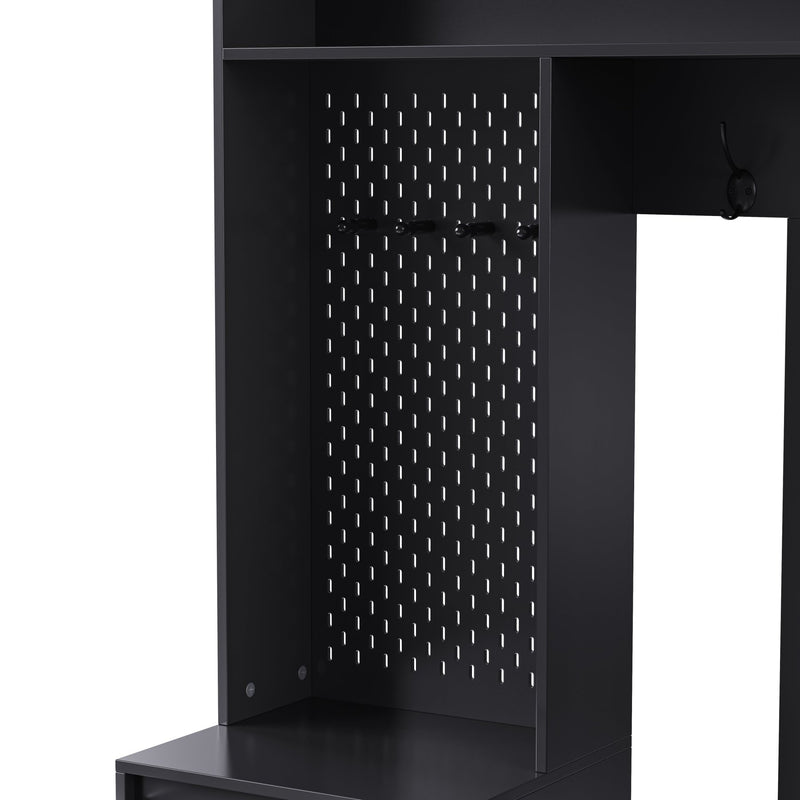 Garderoben - Set mit Sitzbank, Schubladen und 4 Kleiderhaken - YB - N657P29427273W - 17 - yorbiy.com