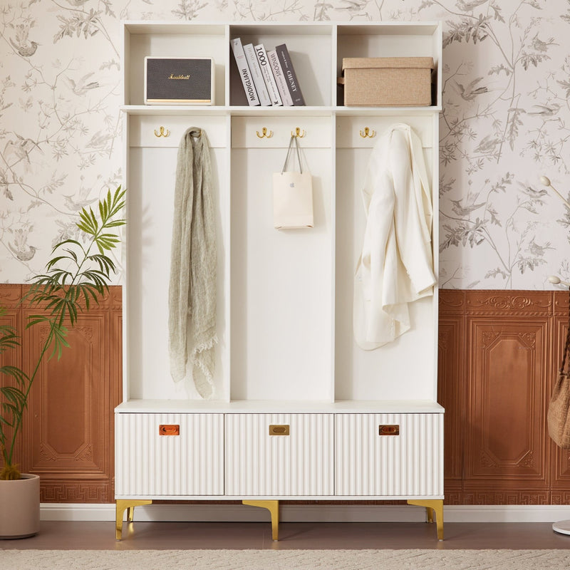 Garderoben - Set mit Bank, Haken & Stauraum - YB - N657P23810910W - 15 - yorbiy.com