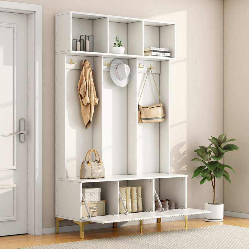 Garderoben - Set mit Bank, Haken & Stauraum - YB - N657P23810910W - 9 - yorbiy.com