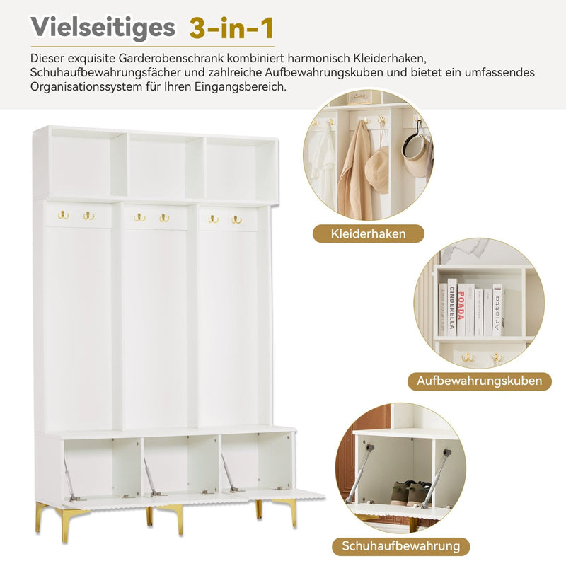 Garderoben - Set mit Bank, Haken & Stauraum - YB - N657P23810910W - 12 - yorbiy.com