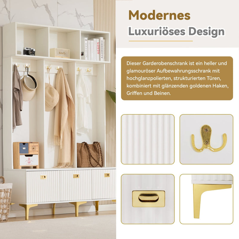 Garderoben - Set mit Bank, Haken & Stauraum - YB - N657P23810910W - 13 - yorbiy.com