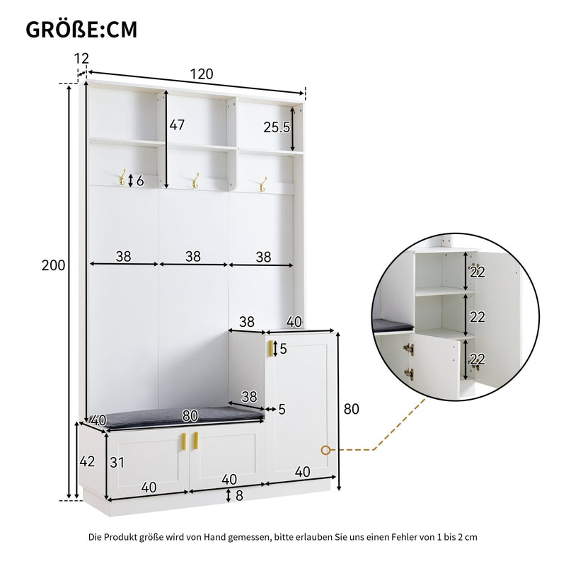 Garderoben - Set mit Bank, Schubladen und Haken - YB - N657P27134950W - 3 - yorbiy.com