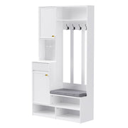 Garderoben - Set mit Sitzbank, Schubladen, Kleiderhaken und Lochwand - YB - N657P29427071W - 1 - yorbiy.com