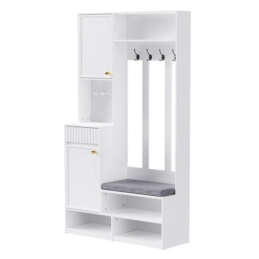 Garderoben - Set mit Sitzbank, Schubladen, Kleiderhaken und Lochwand - YB - N657P29427071W - 1 - yorbiy.com