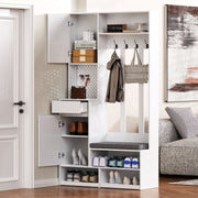 Garderoben - Set mit Sitzbank, Schubladen, Kleiderhaken und Lochwand - YB - N657P29427071W - 2 - yorbiy.com