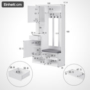 Garderoben - Set mit Sitzbank, Schubladen, Kleiderhaken und Lochwand - YB - N657P29427071W - 3 - yorbiy.com