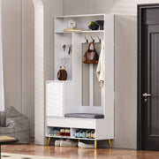 Garderoben - Set mit Sitzbank, Schubladen und 4 Kleiderhaken - YB - N657P29427273W - 10 - yorbiy.com