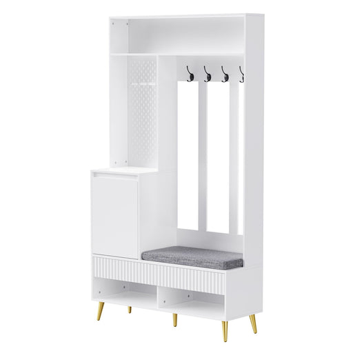 Garderoben - Set mit Sitzbank, Schubladen und 4 Kleiderhaken - YB - N657P29427273W - 1 - yorbiy.com