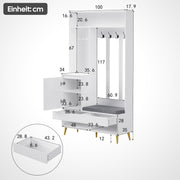 Garderoben - Set mit Sitzbank, Schubladen und 4 Kleiderhaken - YB - N657P29427273W - 3 - yorbiy.com
