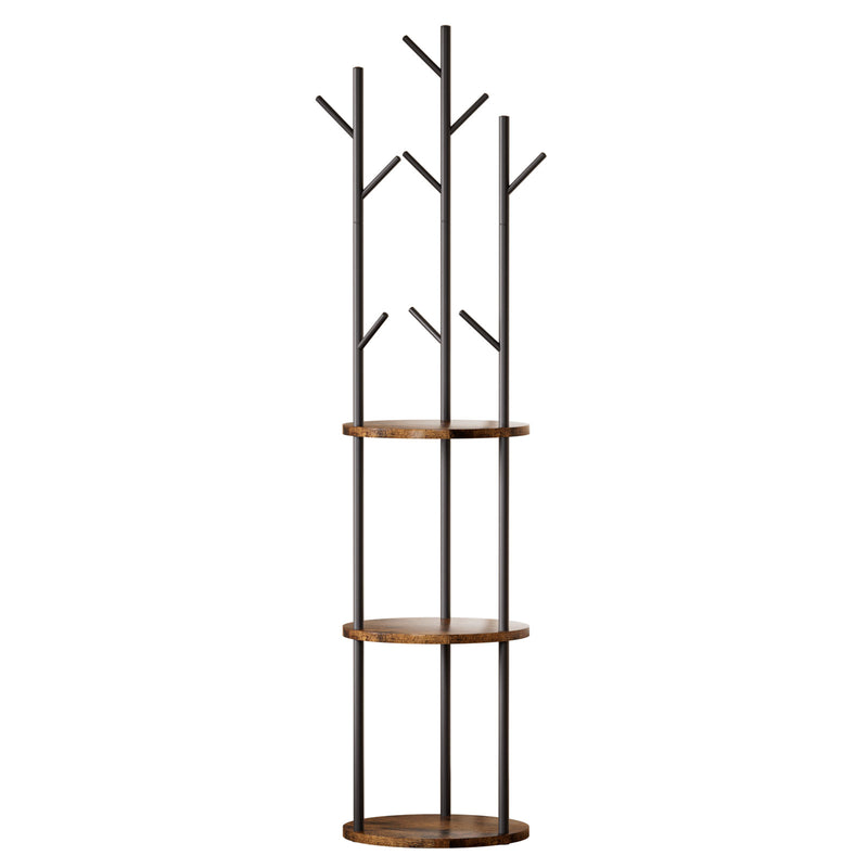 Yorbay Garderobenständer im Baum - Design mit 9 Haken & 3 Ablagen - YB104 - T073 - 1 - yorbiy.com
