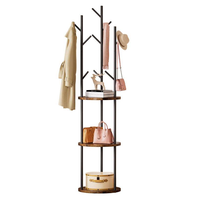 Yorbay Garderobenständer im Baum - Design mit 9 Haken & 3 Ablagen - YB104 - T073 - 11 - yorbiy.com