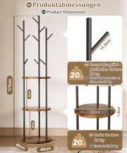 Yorbay Garderobenständer im Baum - Design mit 9 Haken & 3 Ablagen - YB104 - T073 - 3 - yorbiy.com